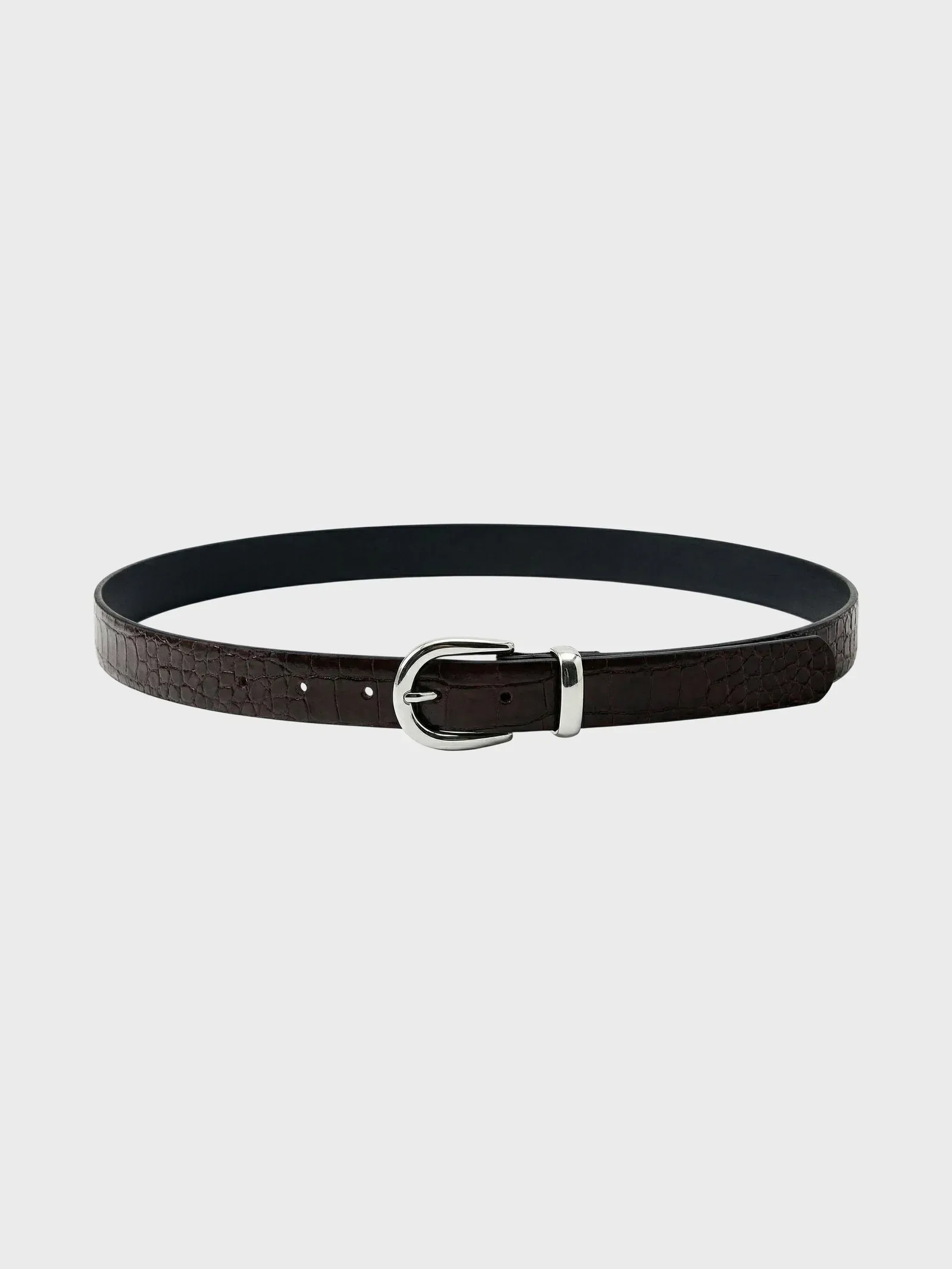Croc-Embossed Leather Belt